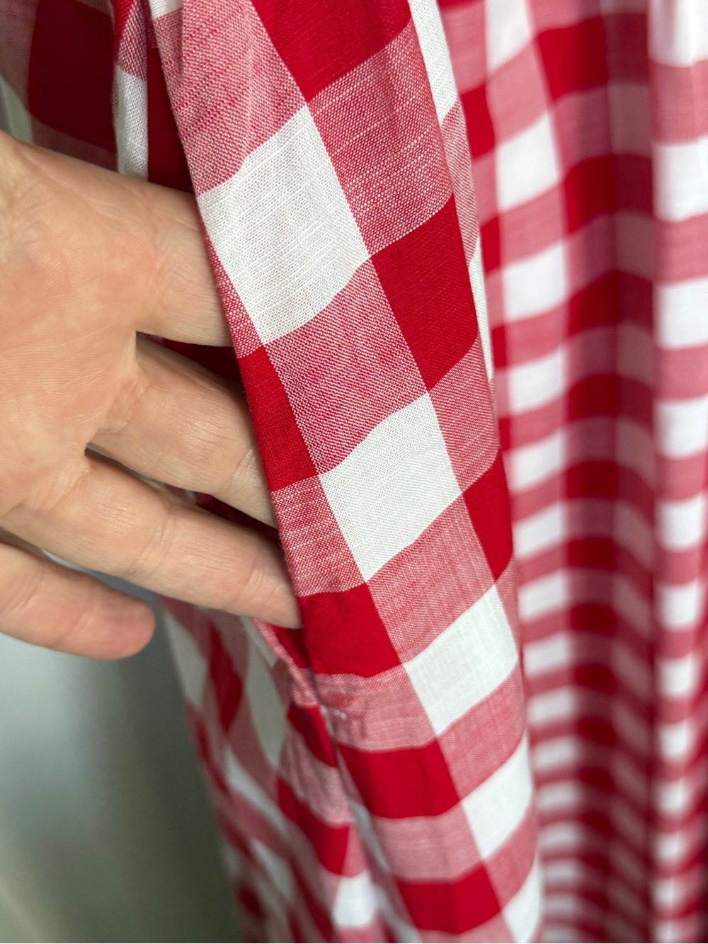 LOFT Red and White Gingham Strap Maxi Dress- NWT size 14 - Picture 6 of 9